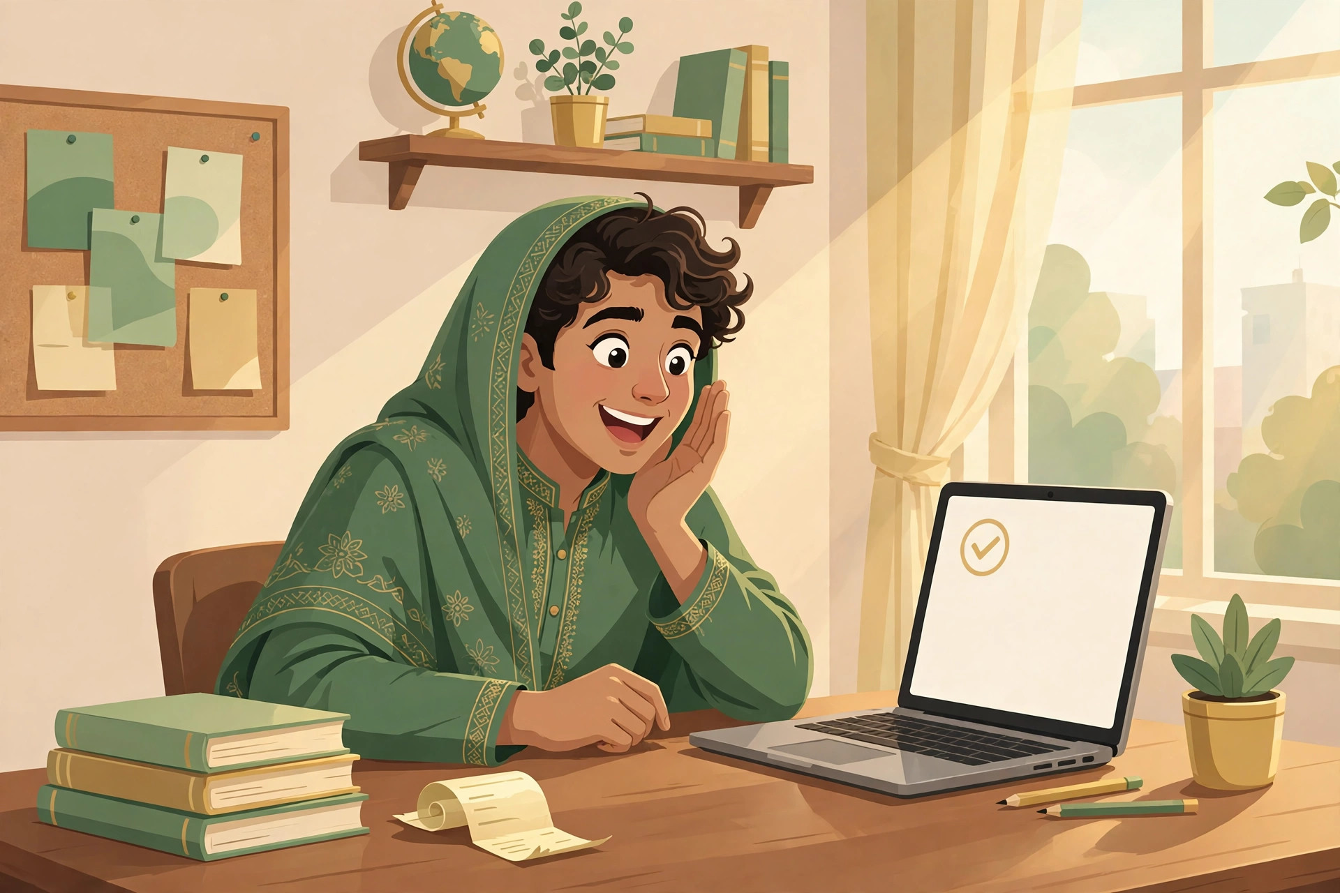 College student checking the BISE Gujranwala 11th class result 2026 on a laptop — online, SMS and gazette methods