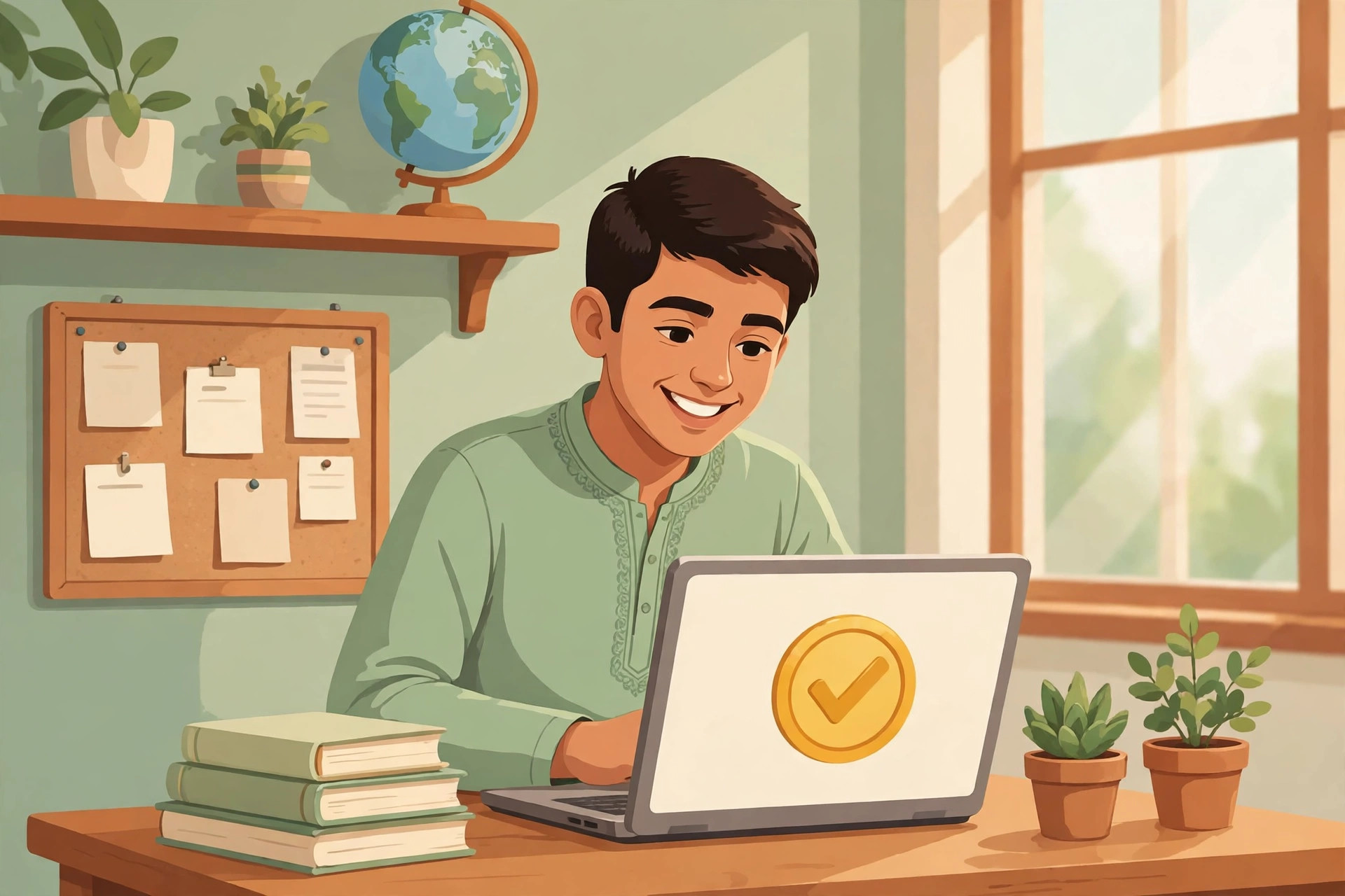 College student checking the BISE Multan 11th class result 2026 on a laptop — online, SMS and gazette methods