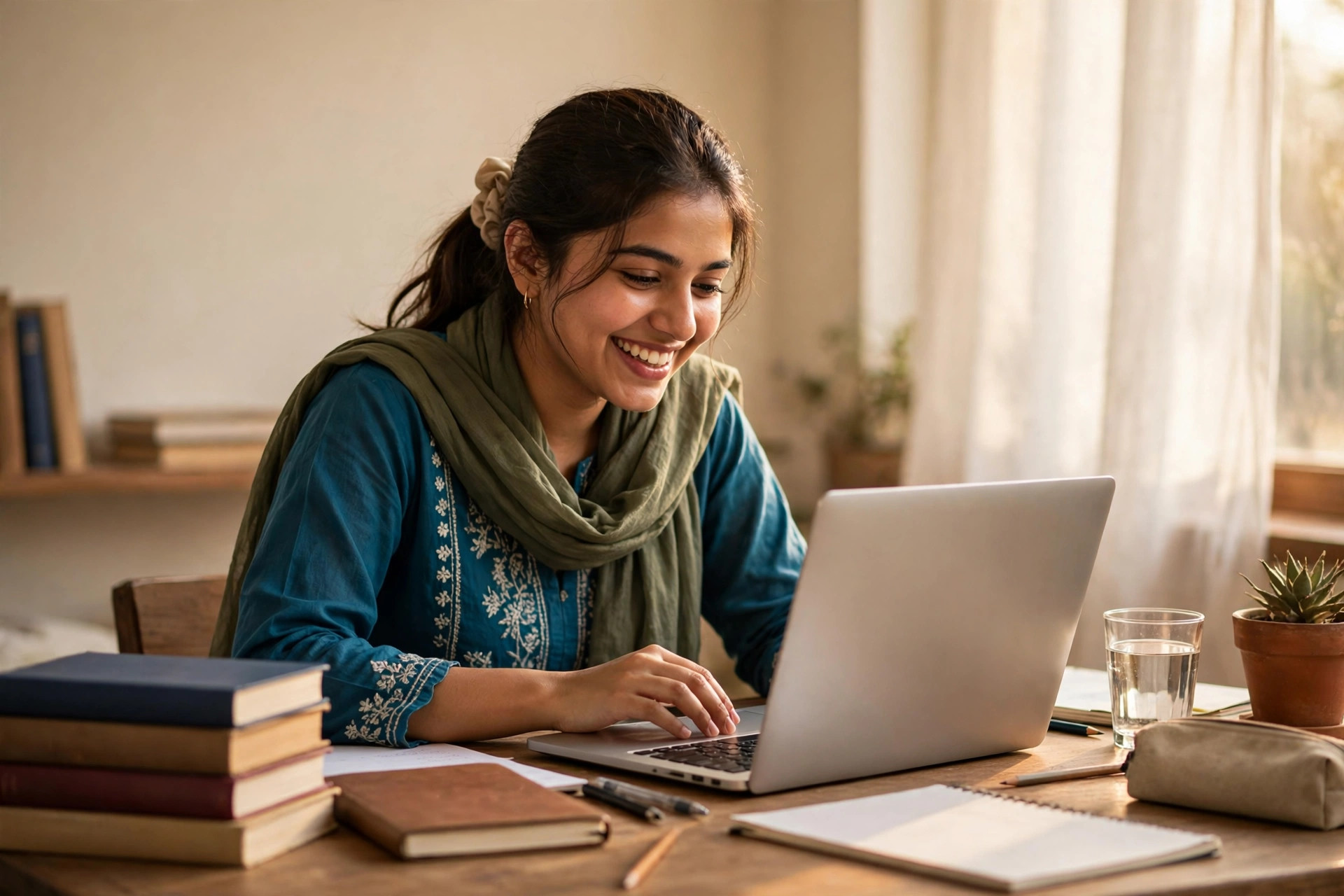 College student checking the BISE Sargodha 11th class result 2026 on a laptop — online, SMS and gazette methods