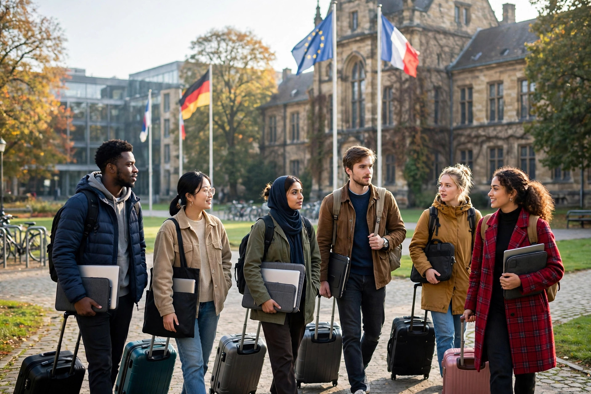Graduate students arriving at a European university — Erasmus Mundus Joint Masters scholarship