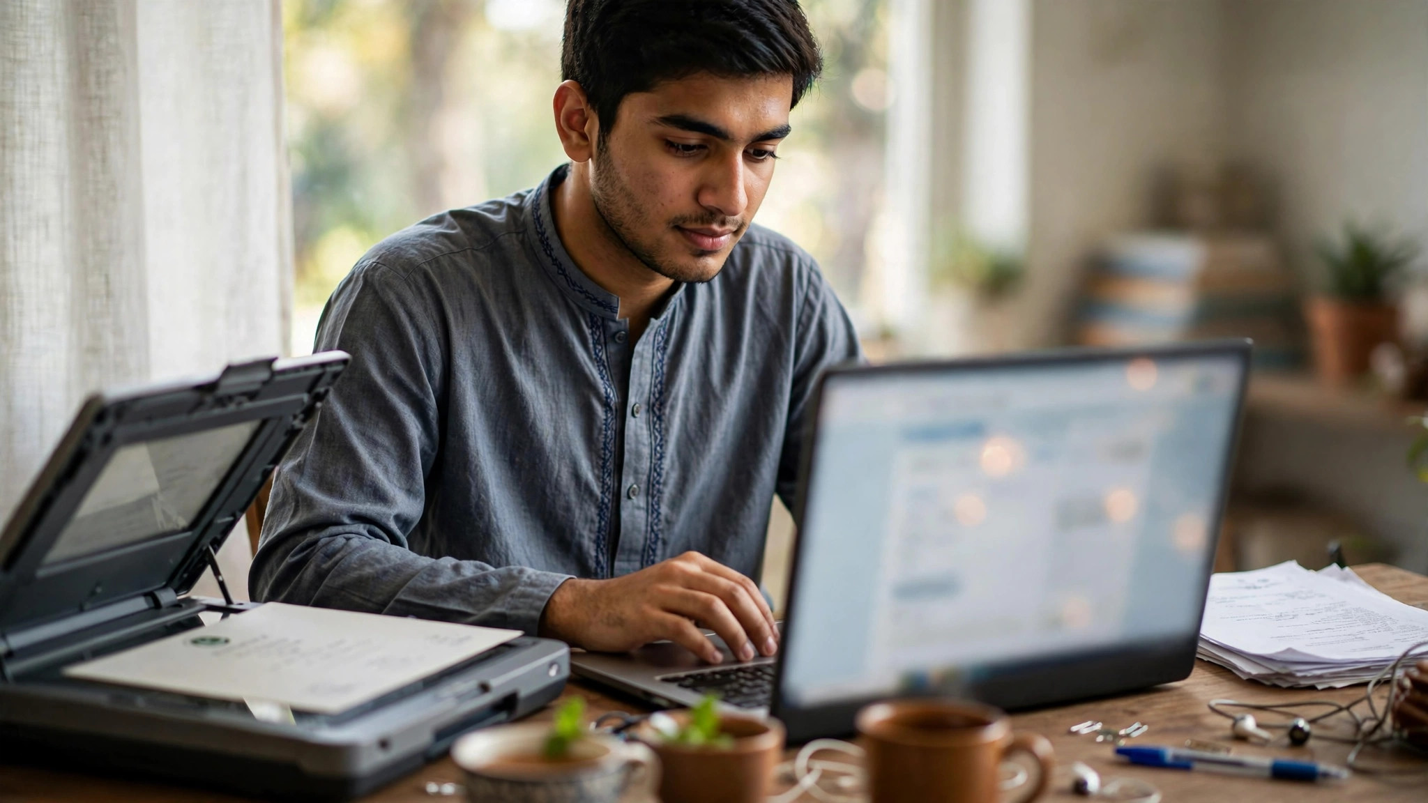 Pakistani graduate at home uploading scanned degree documents on the HEC online attestation portal